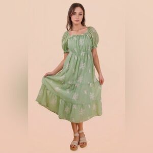 Embroidered Midi Dress